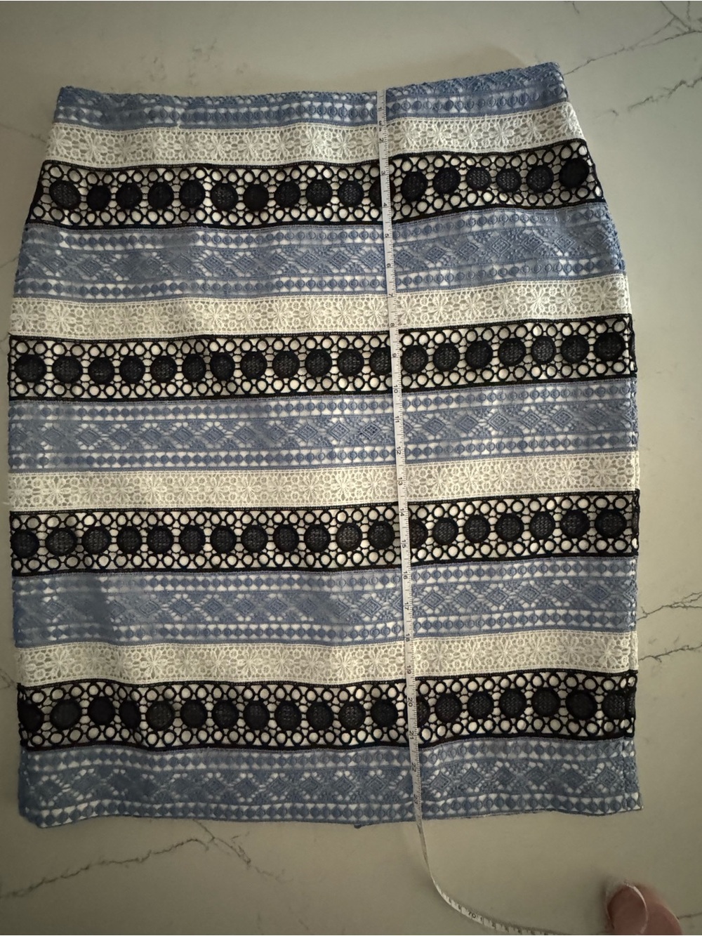 Talbots Pencil Lace Skirt Blue/White Size 10 - Picture 12 of 12